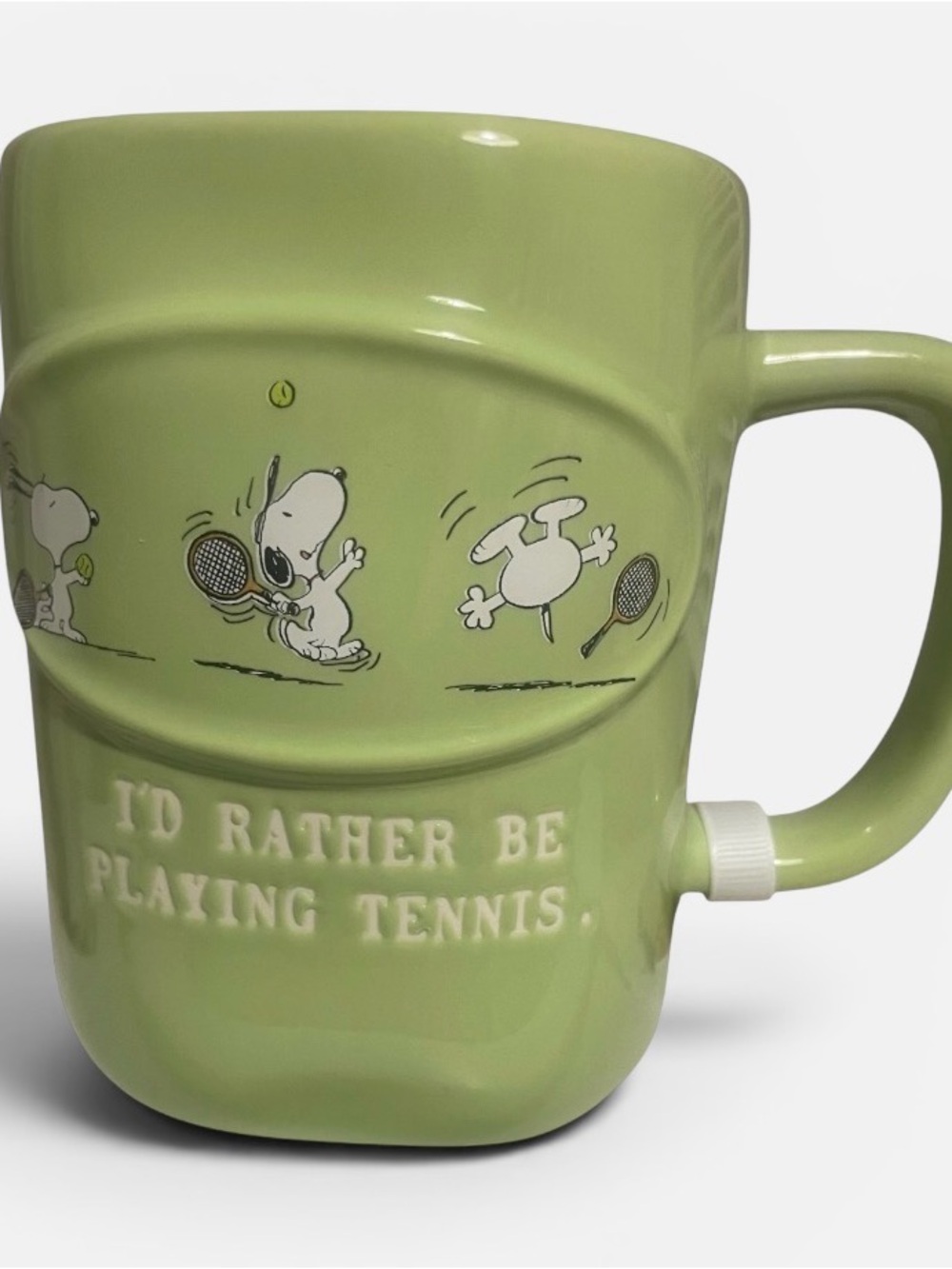 Rae Dunn Snoopy Tennis Green Ceramic Mug - NWT